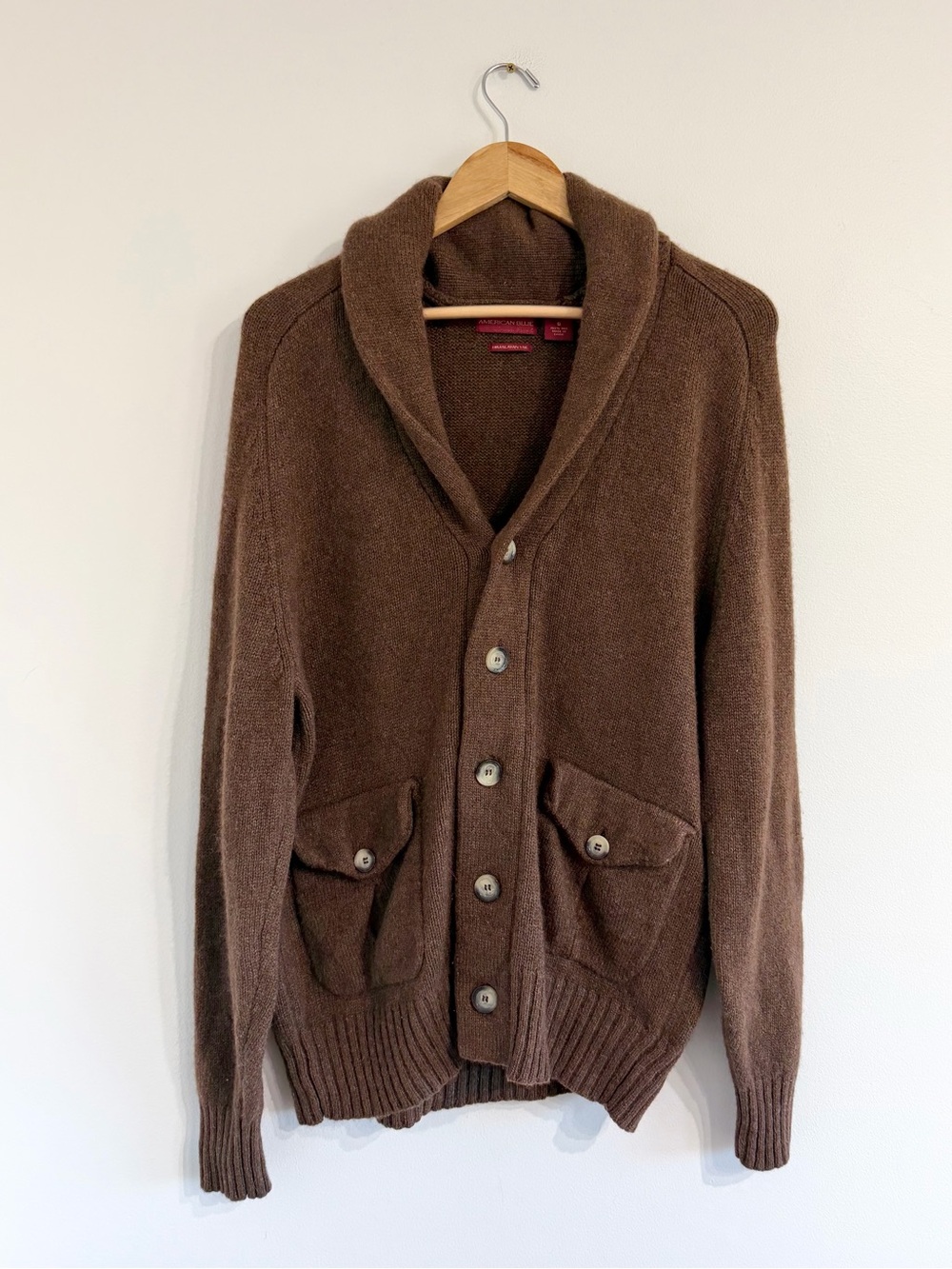 American Blue Grandpa Cardigan 100% Himalayan Yak hair brown button close